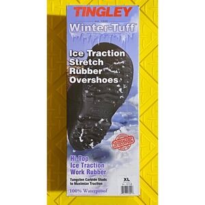 Tingley Winter Tuff Ice Traction Stretch Rubber Overshoes XL Black Waterproof
